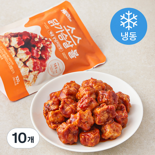 허닭 소스 닭가슴살볼 매콤 양념치킨맛 (냉동), 100g, 1개입, 10개