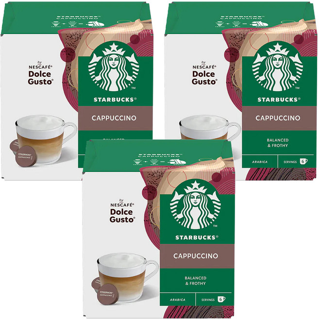 STARBUCKS 星巴克 卡布奇諾咖啡膠囊, 20g, 6組, 3盒