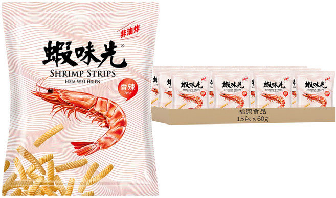 裕榮食品 蝦味先 辣味, 60g, 15包