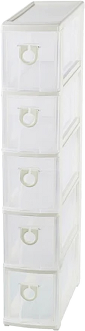 KEYWAY 聯府 高見五層隙縫收納櫃 附輪, 5層, 透明色 + 灰色