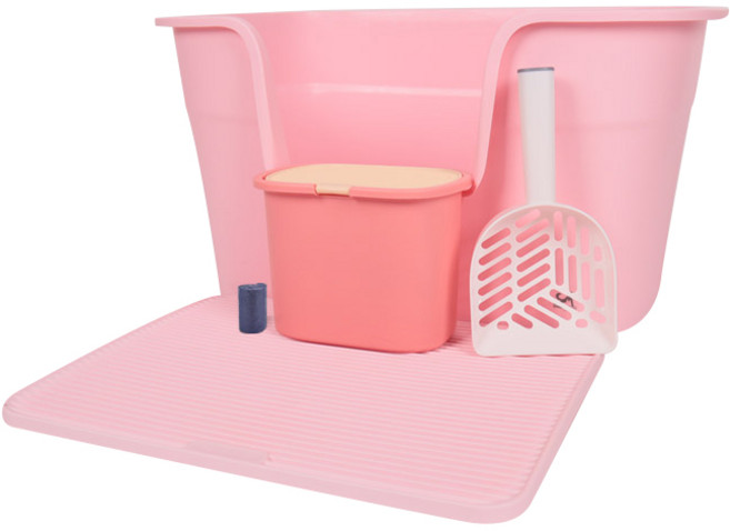 딩동펫 맥스 대용량 고양이 화장실 세트, 핑크, 1개