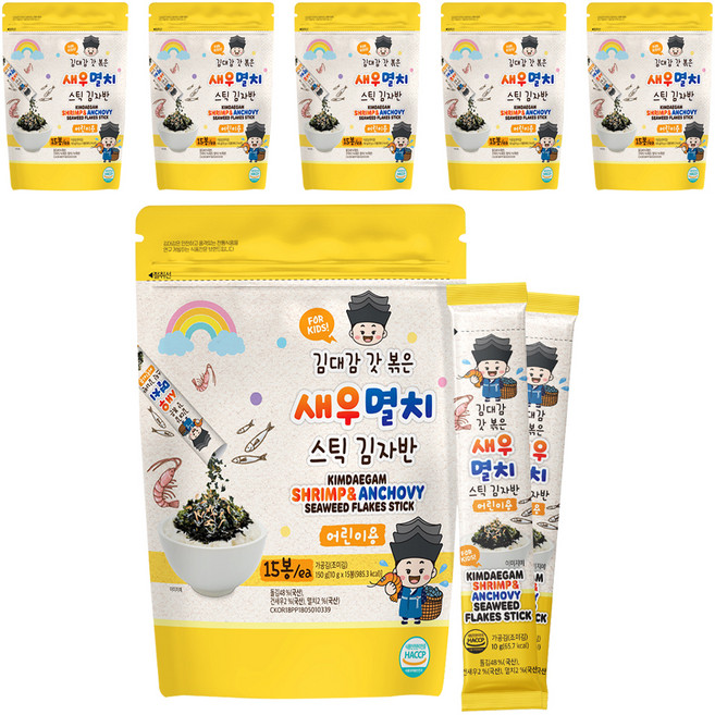 김대감 어린이용 새우멸치 스틱김자반, 10g, 6개