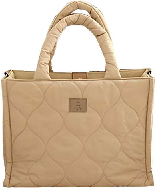 Malolotte 輕量鋪棉防潑水媽媽包 米色 L(40 x 14 x 30 公分)