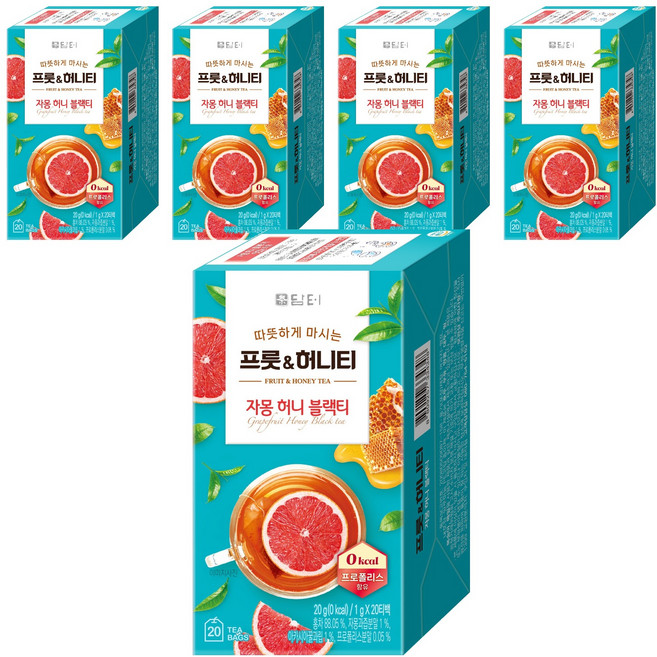 담터 프룻 앤 허니 자몽허니블랙티, 1g, 20개입, 5개