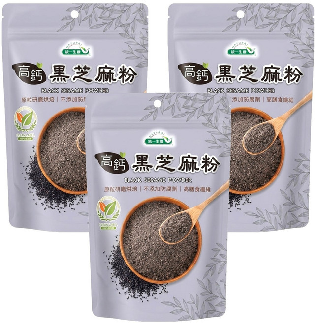 統一生機 高鈣黑芝麻粉, 300g, 3包