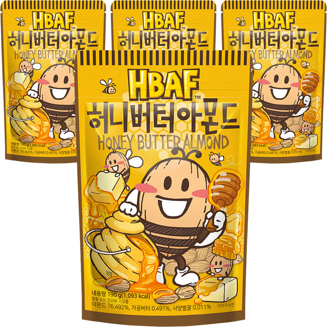 바프 허니버터 아몬드, 190g, 4개