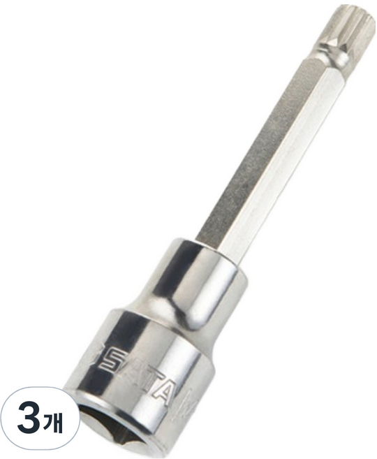 SATA 長型三重四角12角起子套筒 100mm M10 25804, 3個