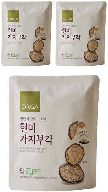 ORGA 玄米茄子脆片, 3個, 40g