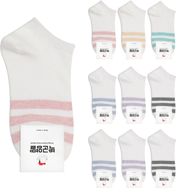 박군 여성용 파스텔 3선 스니커즈 양말 10족