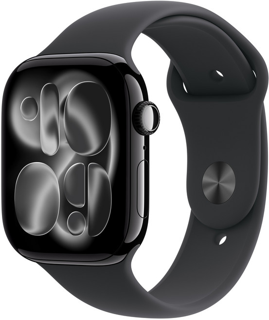 Apple 2025 애플워치 11, 제트 블랙, 46mm, GPS+Cellular, 알루미늄,제트 블랙/블랙 스포츠 밴드, M/L