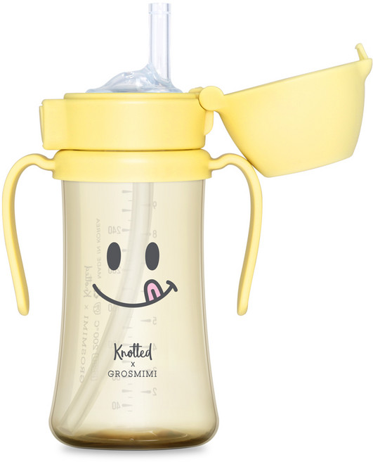 그로미미 노티드 PPSU 유아용 빨대컵 1단계, 300ml, 1개, 스마일