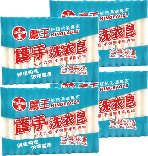 KINGEAGLE 鷹王 護手洗衣皂 去污力強 不傷雙手與衣物, 4包, 600g