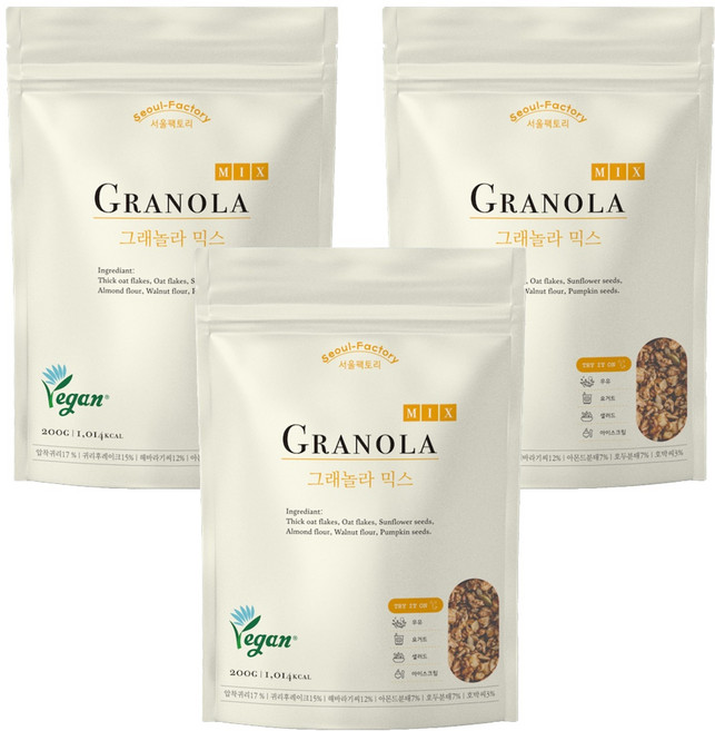 서울팩토리 그래놀라 믹스, 200g, 3개