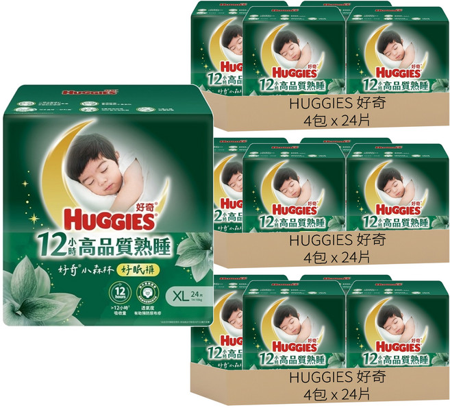 HUGGIES 好奇 小森林好眠褲 褲型尿布 14~18kg, 288片, XL