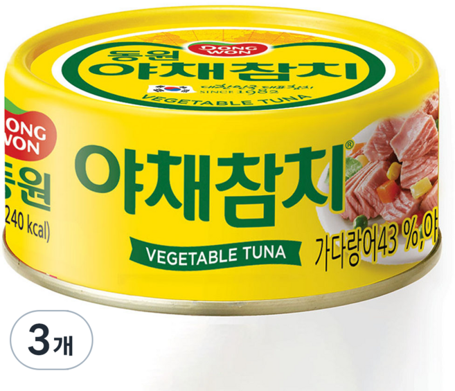 동원 야채참치, 150g, 3개