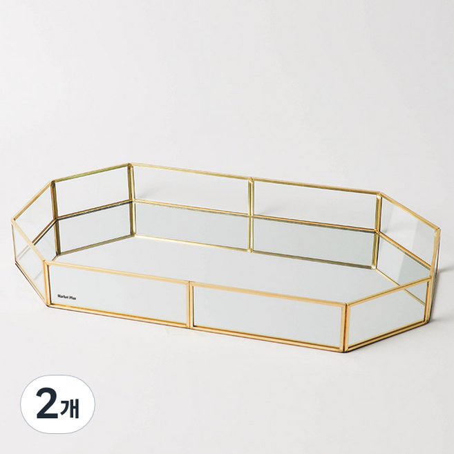 마켓플랜 미러 트레이 정팔각형 L, 골드, 2개