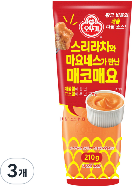 오뚜기 스리라차와 마요네스가 만난 매코매요, 210g, 3개