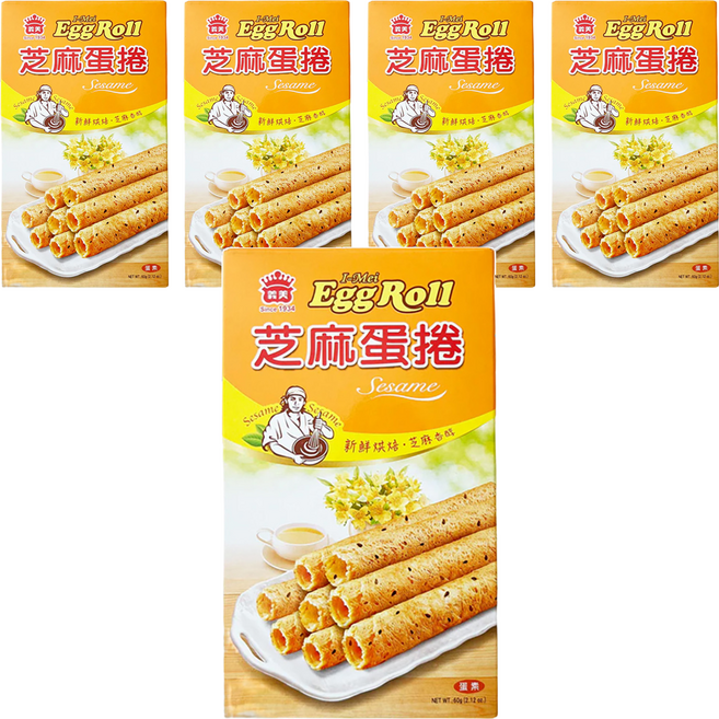 義美 芝麻蛋卷, 60g, 5盒
