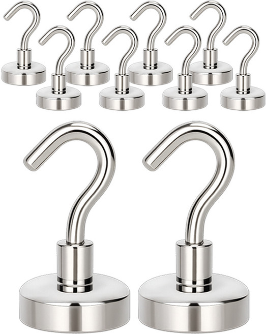 동그라미 초강력 후크고리 네오디움 자석 20mm, 실버, 10개