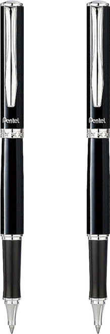 Pentel 飛龍文具 高級金屬鋼珠筆 K611A-AT, 黑軸, 2支