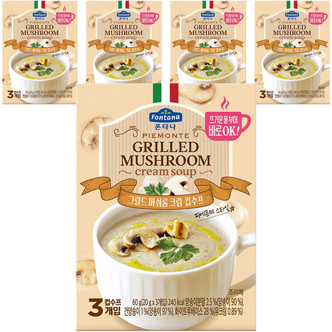 폰타나 그릴드 머쉬룸 크림 컵수프, 60g, 5개