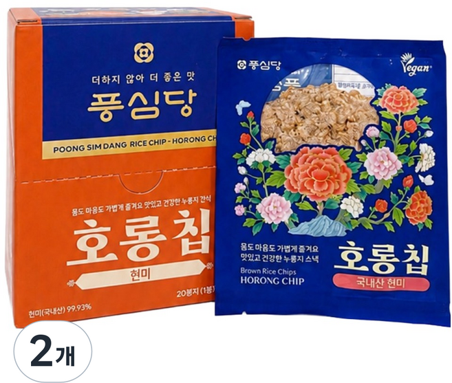 POONGSIMDANG Horong Chip 韓國產玄米鍋巴餅乾脆片 20入, 200g, 2個