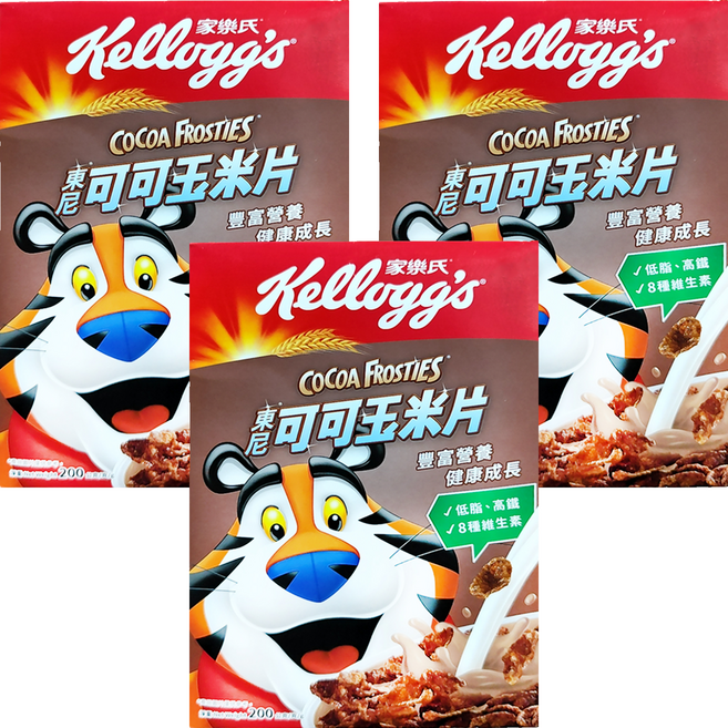 Kellogg's 家樂氏 FROSTIES 東尼玉米片 可可口味, 200g, 3盒