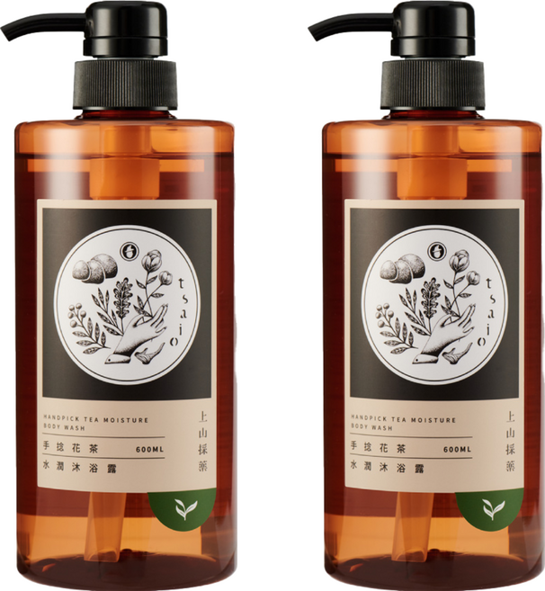 tsaio 上山採藥 水潤沐浴露 手捻花茶, 600ml, 2瓶