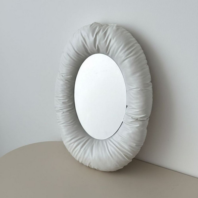 오레뉴 쿠션 타원형 인테리어 벽거울 1개, 화이트