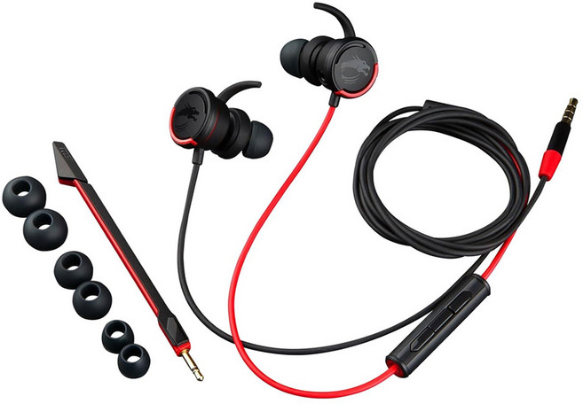 msi 微星 Immerse Wired 入耳式 電競耳機 3.5mm 黑色 + 紅色 GH10