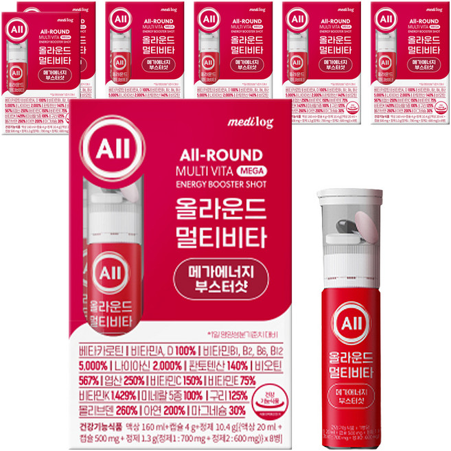 올라운드 멀티비타 메가에너지 부스터샷 마시는 이뮨 액상, 8회분, 7개