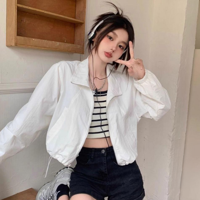 엘쏘 초경량 아노락 바람막이 바스락 크롭 점퍼