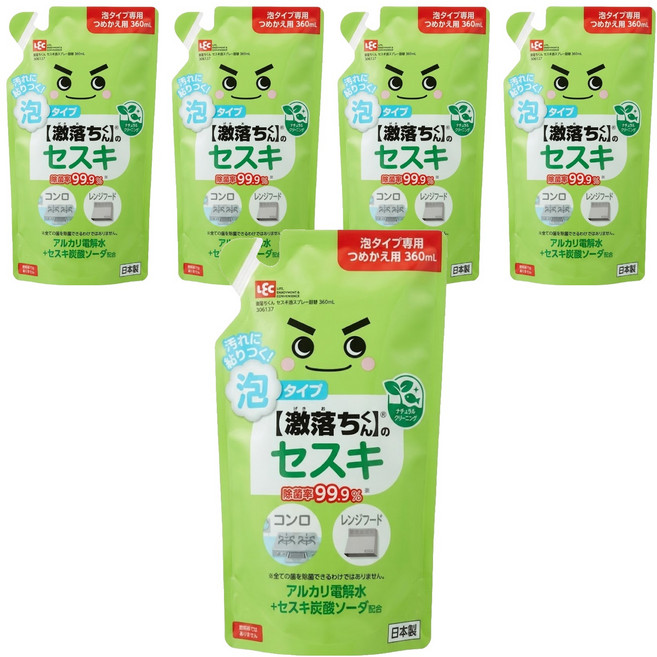 LEC 激落君 倍半碳酸鈉電解水泡沫噴霧清潔劑 補充包, 360ml, 5包