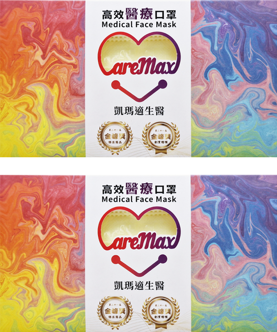 CareMax 凱瑪適 成人醫療口罩 17.5 x 9.5cm, 馬卡龍黃, 50片, 2盒