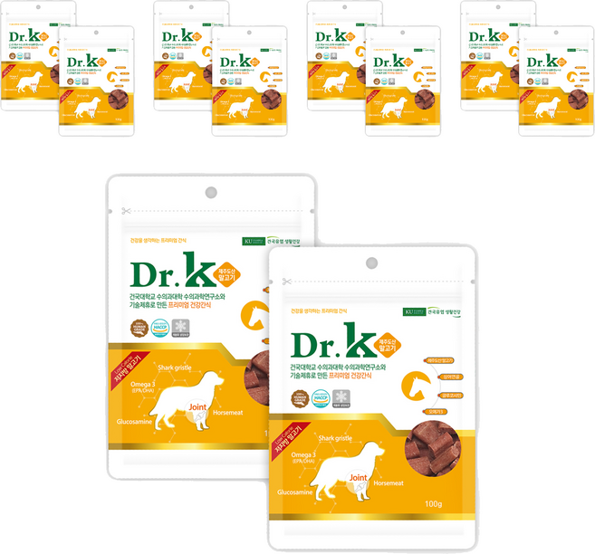 닥터케이 강아지 프리미엄 건강간식, 제주도산 말고기, 100g, 10개