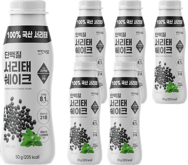 비단식당 한끼식사 단백질 서리태쉐이크, 50g, 6개