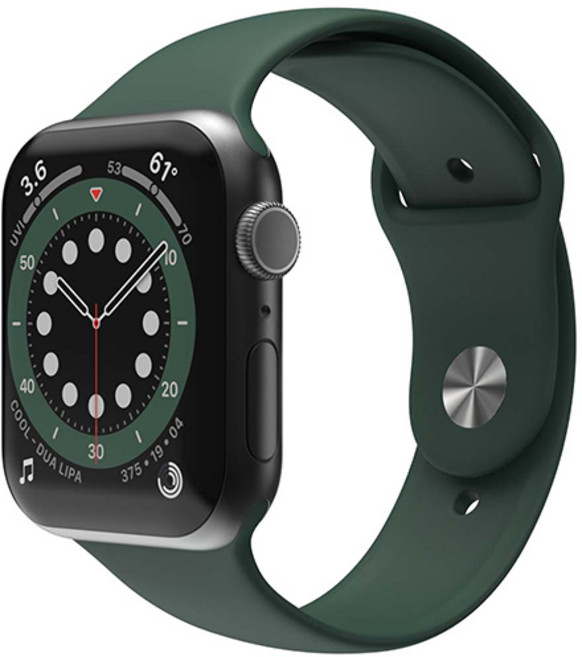 신지모루 애플워치 호환 실리콘 원버튼 스트랩, 다크그린, 1개