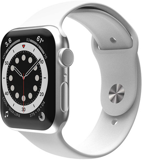 신지모루 애플워치 호환 실리콘 원버튼 스트랩, 화이트, 1개