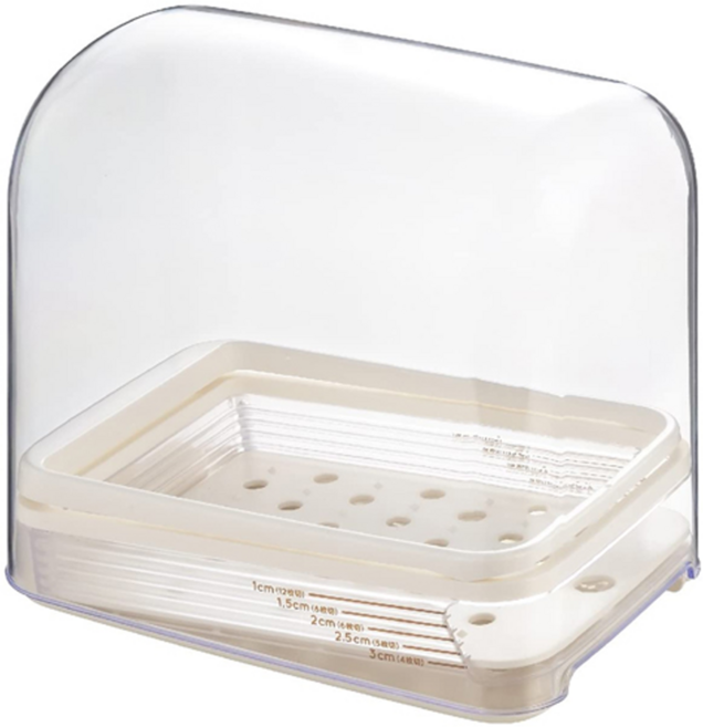 AKEBONO 曙產業 橫切吐司切割器 附蓋子, 白色 + 透明色, 1個