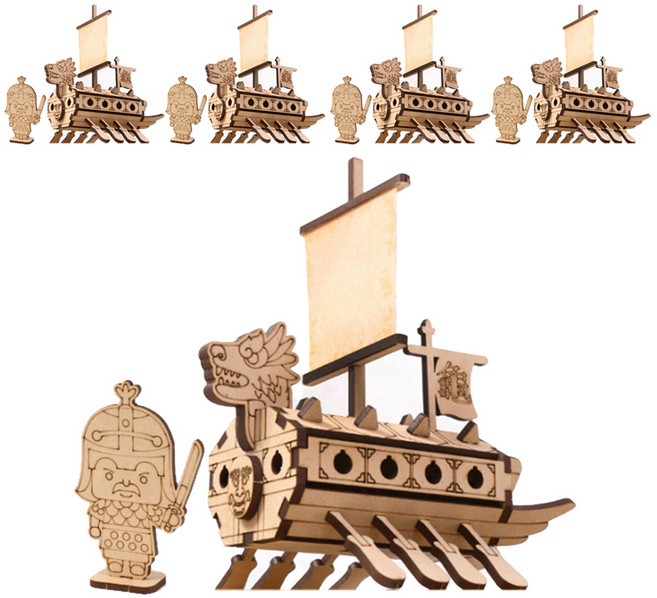 민화 미니어쳐 이순신장군 거북선 모형 만들기 세트, 5세트, 우드