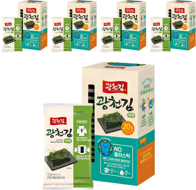 광천김 에코 파래 김, 5g, 100개