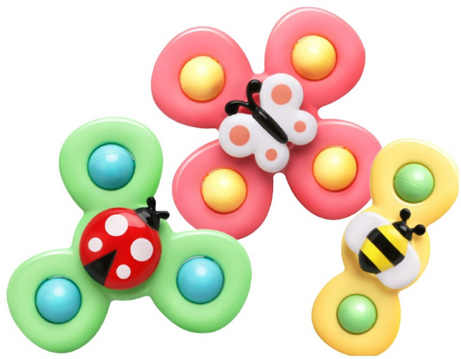 UULZZOR 吸盤轉轉樂 Set 3件, 綠色 + 粉色 + 黃色, 1組