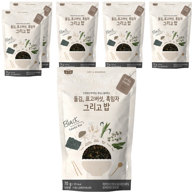 생그랑 돌김 표고버섯 흑임자 그리고밥 후리가케, 70g, 6개