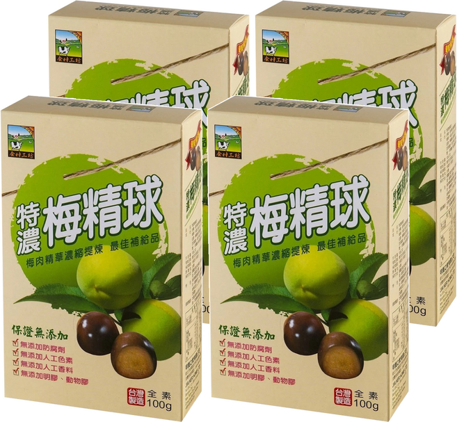 食材工坊 梅精球, 100g, 4盒