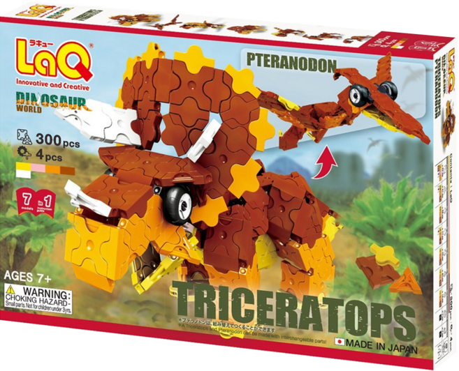 LaQ 呵比大地三角龍積木玩具 300pcs + 4pcs 益智拼裝玩具, TRICERATOPS