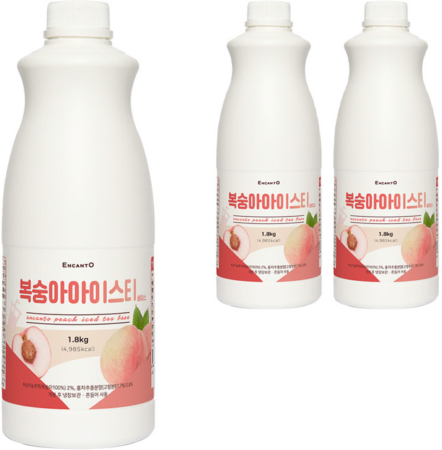 엔칸토 복숭아 아이스티 베이스, 3개, 1.8kg