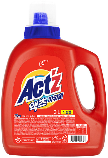 액츠 파워젤 드럼용 액상세제 본품, 3L, 1개