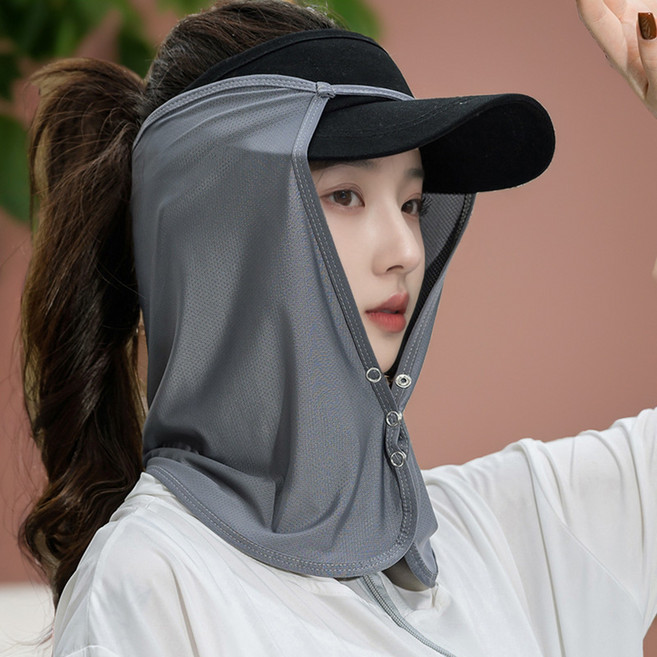 온업 모자 썬가드 얼굴 햇빛가리개, 다크그레이