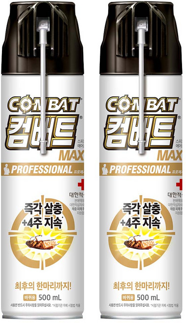 컴배트 빈대퇴치제 수성 맥스 에어졸 바퀴약, 500ml, 2개