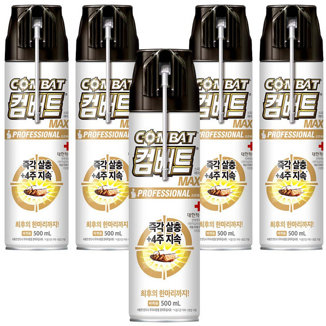 컴배트 빈대퇴치제 수성 맥스 에어졸 바퀴약, 500ml, 5개